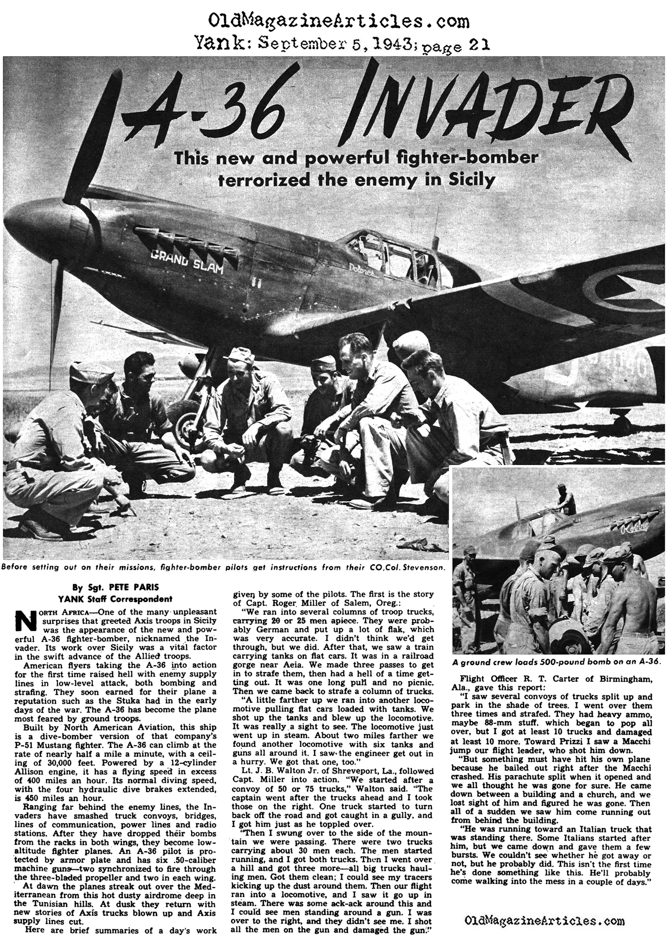 The American A-36 Fighter Bomber (Yank Magazine, 1943)